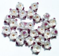 25 7mm Amethyst & White Bumpy Glass Beads